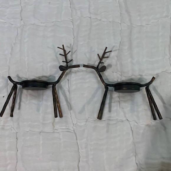 NWOT Reindeer Candle Holders (2) in a bronzy finish - Picture 1 of 3
